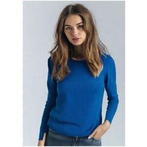 70s Deans of Scotland Sweater Womens Size Small Blue Crew Ribbed Long Sleeve EUC